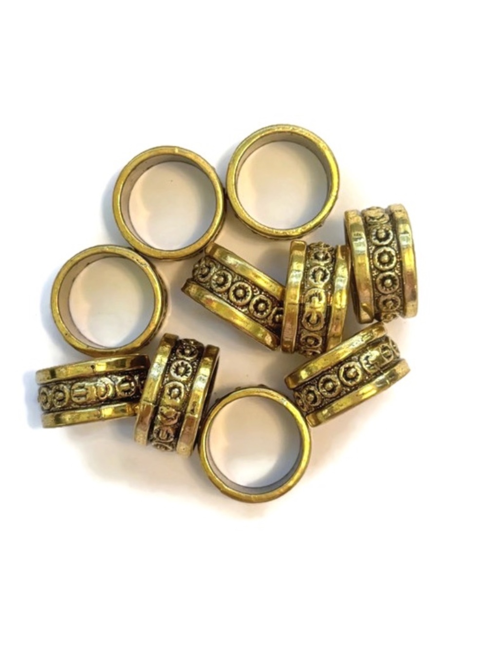 $1 Clearance Gold-tone Embossed Alloy Metal Rings 18mm x 9mm Wide (10)